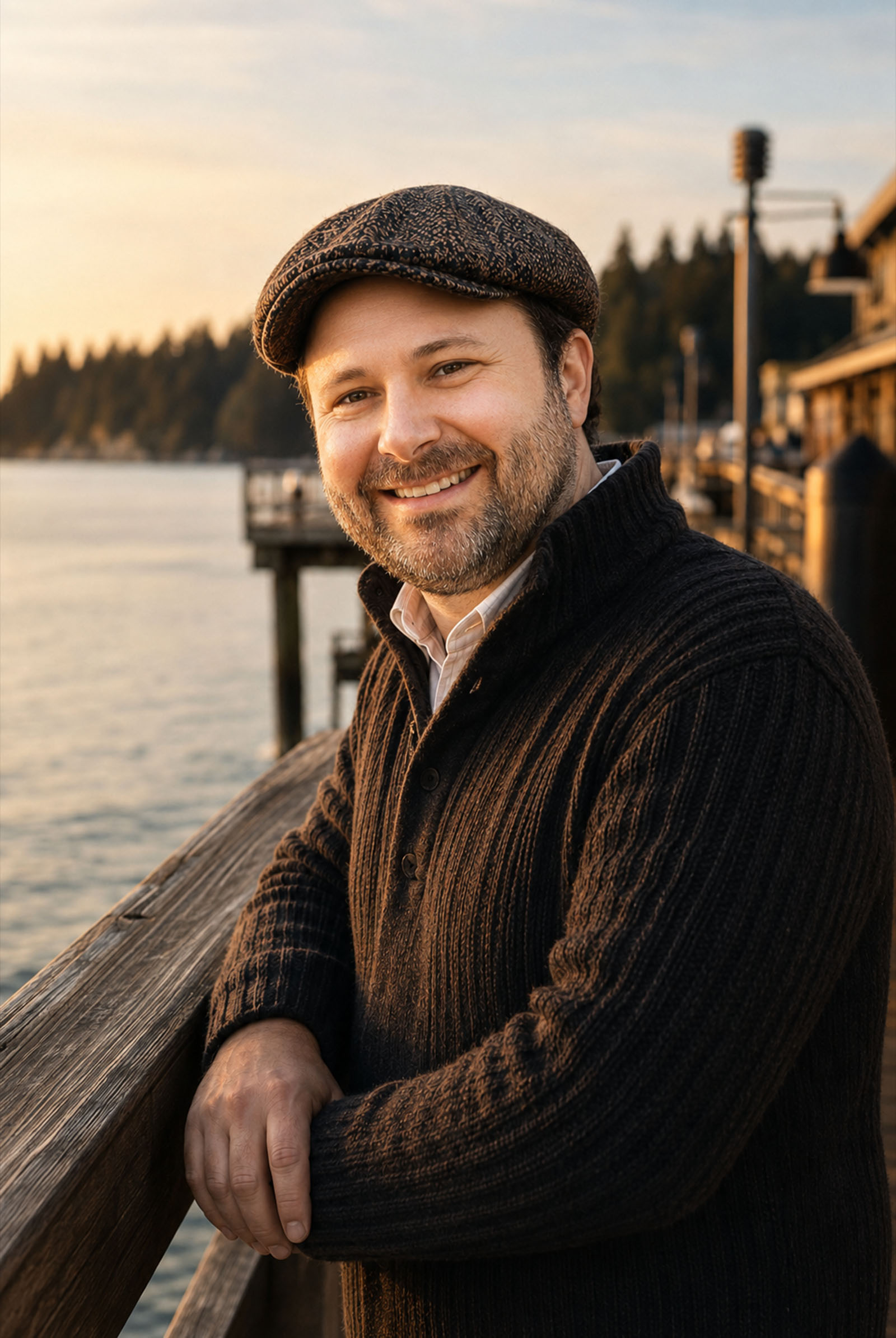 Author headshot of Eliyahu outdoors by the water